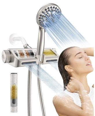 2-in-1 Filtered Shower Head Handheld Dual Spa System 10 Modes Power Wash