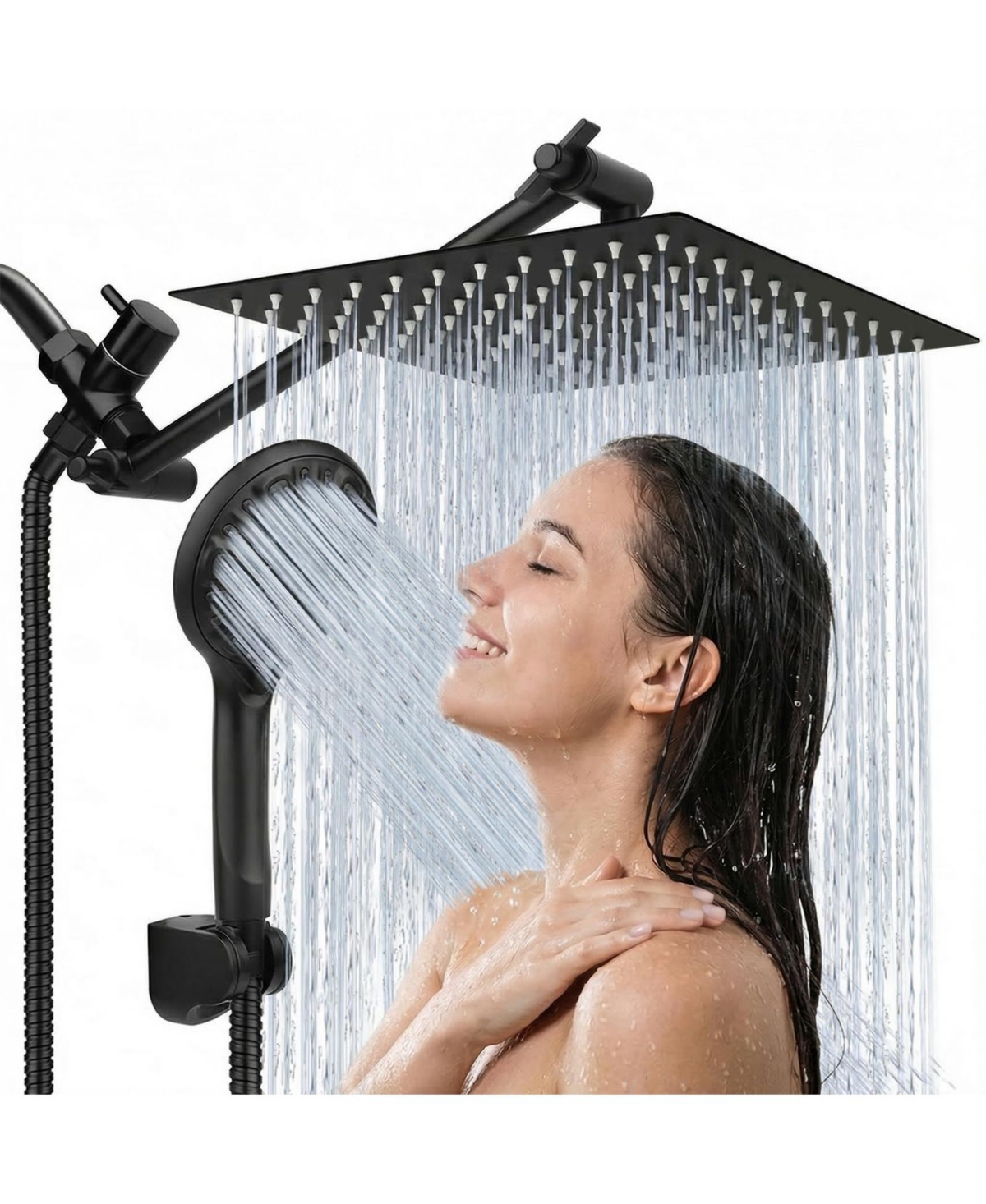 Cyqbd 8'' Rainfall Shower Head Handheld Combo Extension Arm Adjustable
