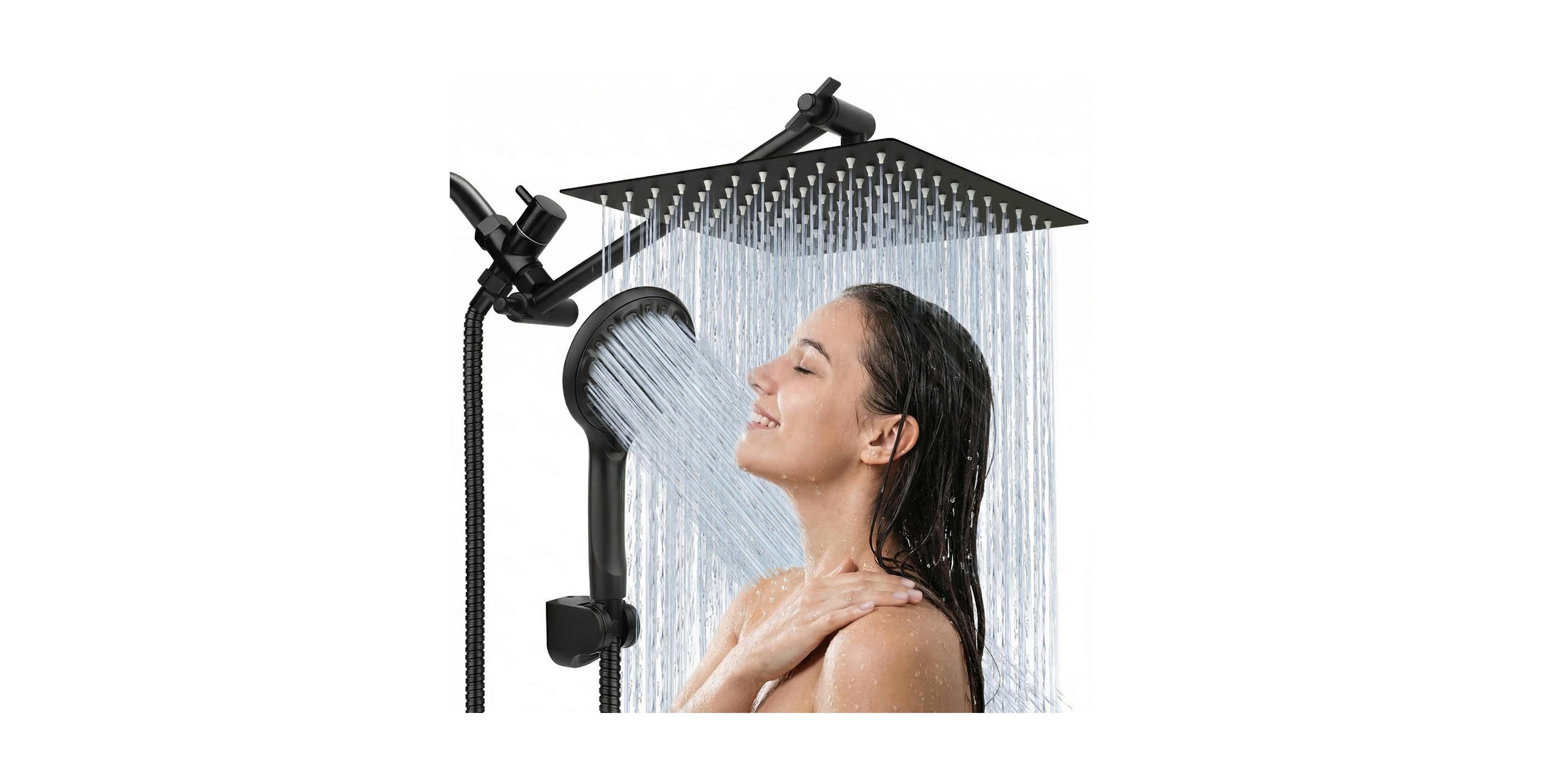 Cyqbd 8'' Rainfall Shower Head Handheld Combo Extension Arm Adjustable