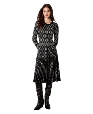 Women's Diamond-Pattern Ribbed-Knit Viscose-Blend Midi Dress