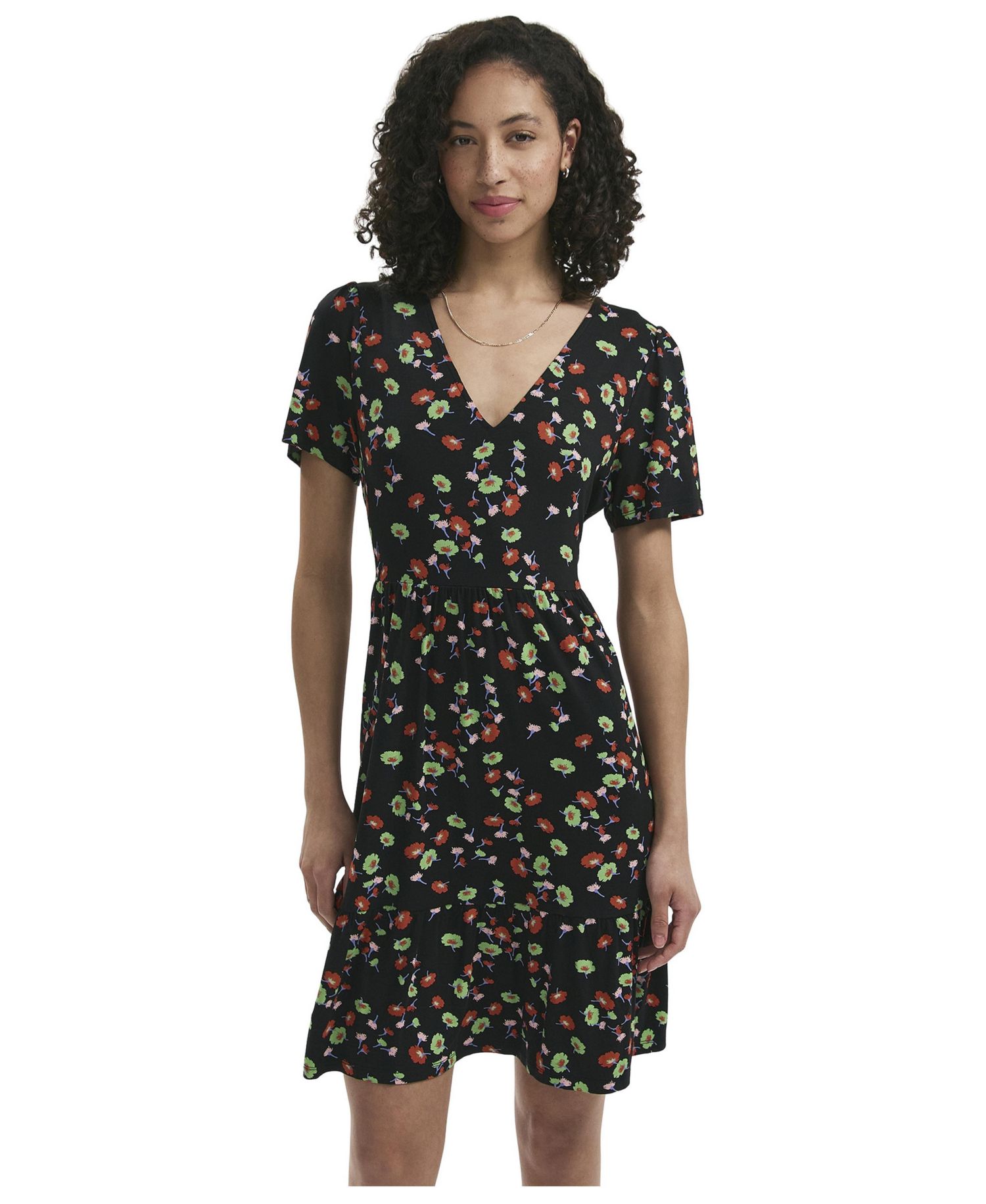 Women's Misha Floral-Print Tiered Short-Sleeve Dress