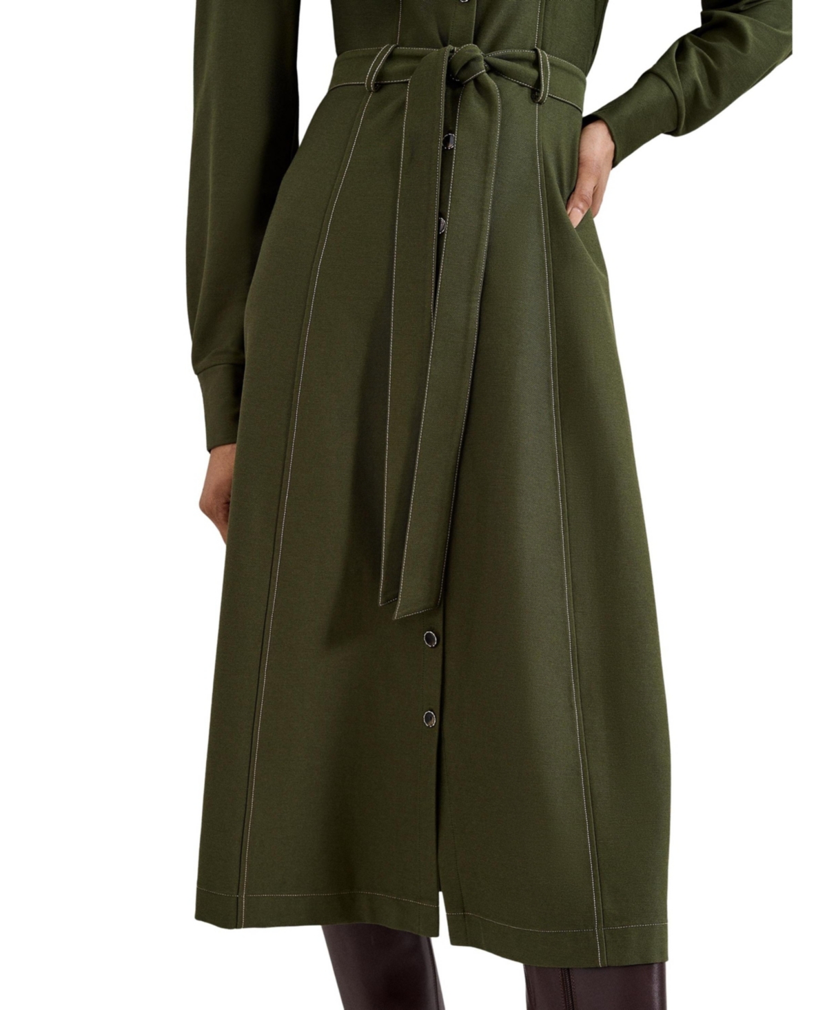 Phase Eight Women's Avenly Long Sleeve Belted Midi Shirt Dress