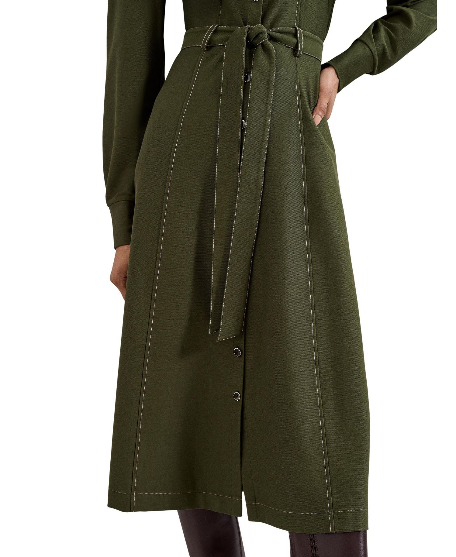 Women's Avenly Long Sleeve Belted Midi Shirt Dress