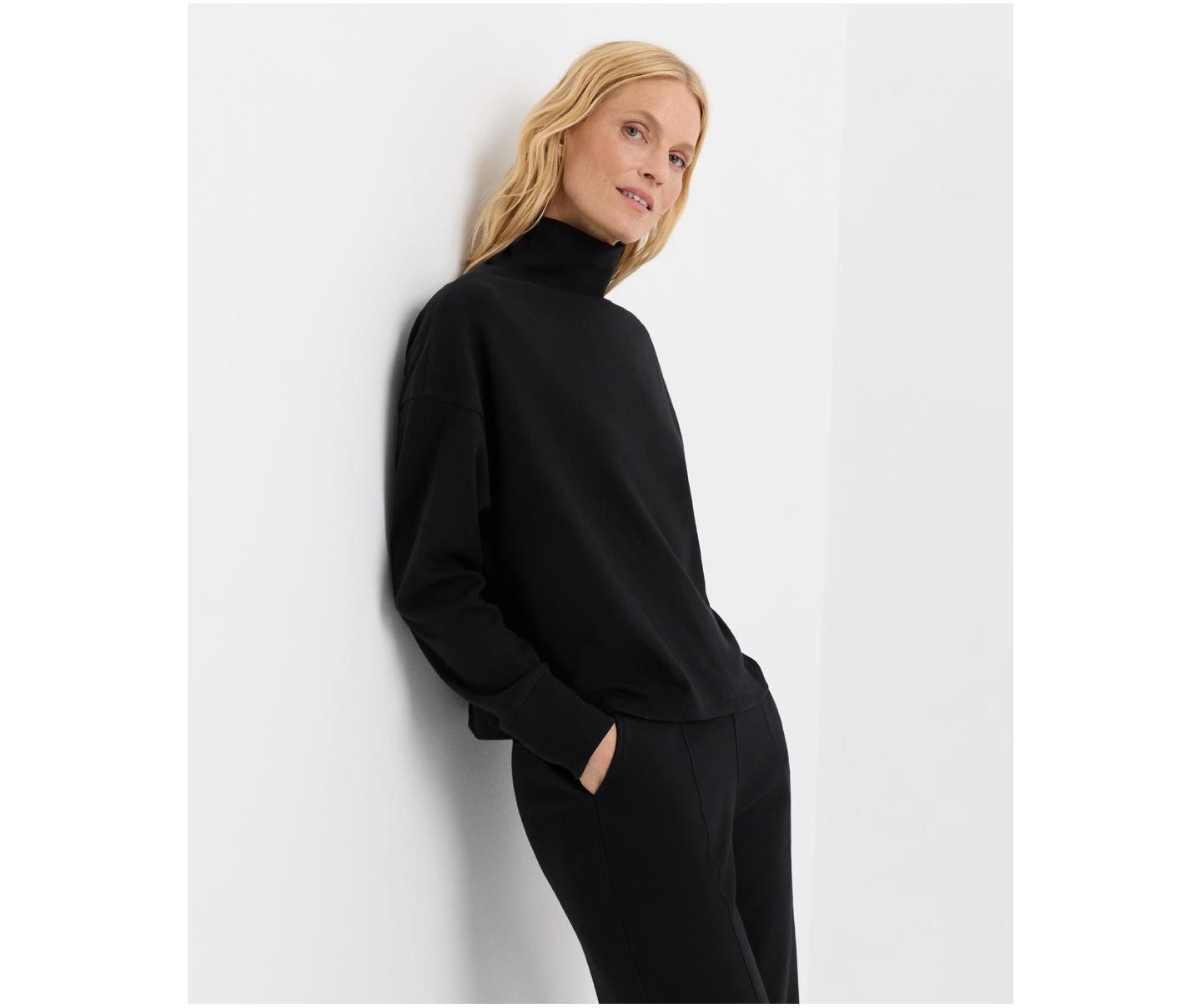 Женский топ Pact Plus Size Organic Cotton Roam Funnel Neck, цвет: Чёрный — фото 2
