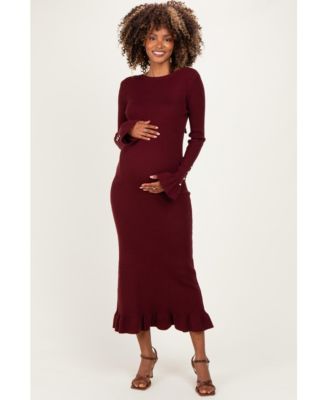 Women's Mauve Ribbed Knit Bow Back Maxi Dress