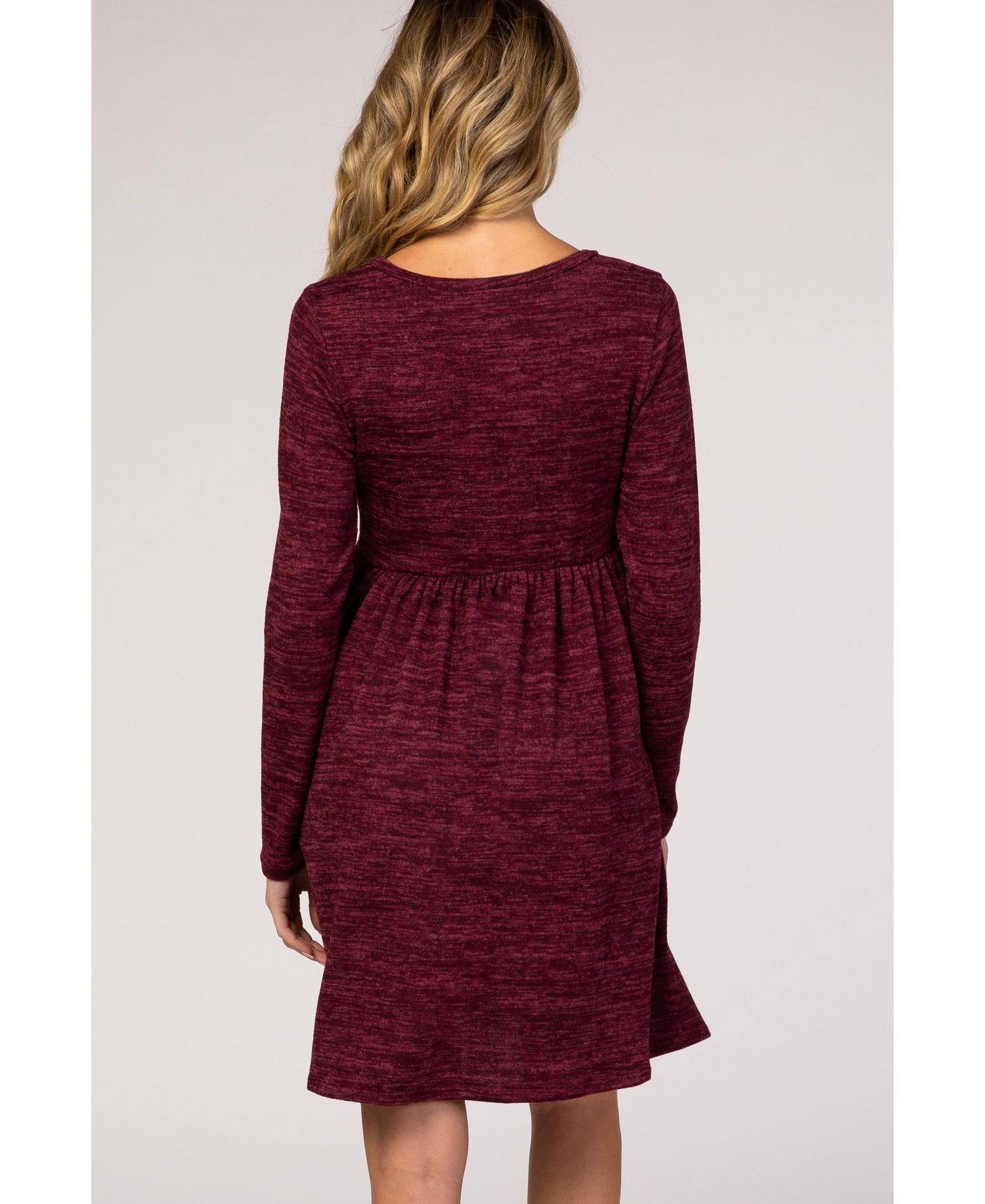 Maternity Long-Sleeve Heathered Knit Dress
