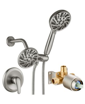Dual 2 In 1 Shower Head Kit Highbo System Faucet 6 Modes Abs Handheld Spray Trim With Valve And Handle Set