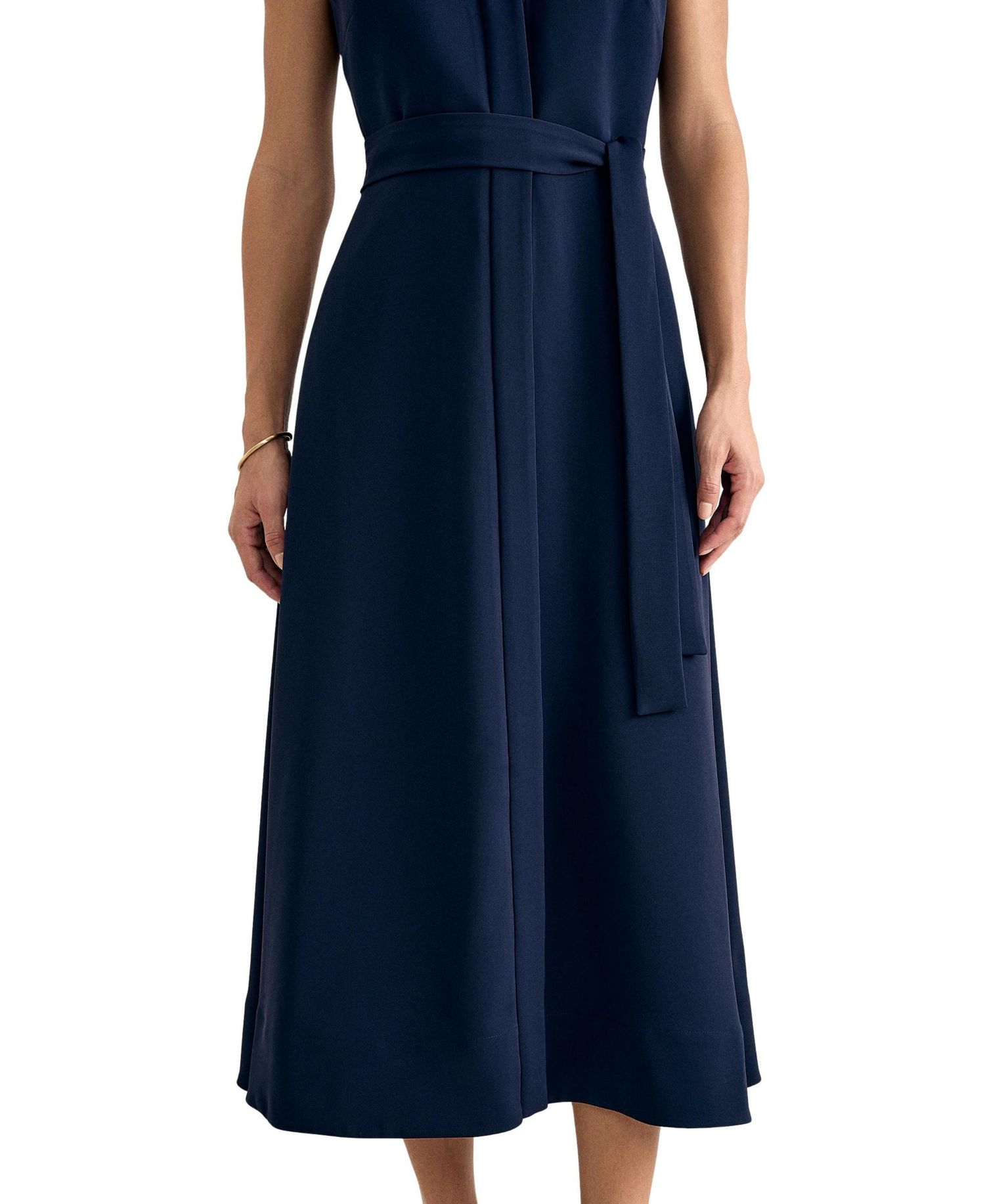 Women's Julie A-Line Belted V-Neck Midi Dress