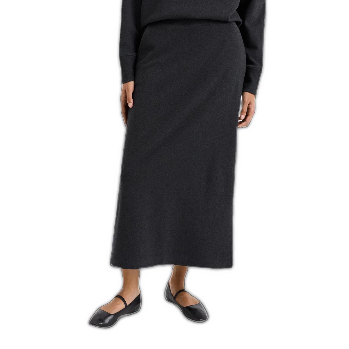 Pact Women's Organic Cotton Roam Midi Skirt - Dark charcoal heather