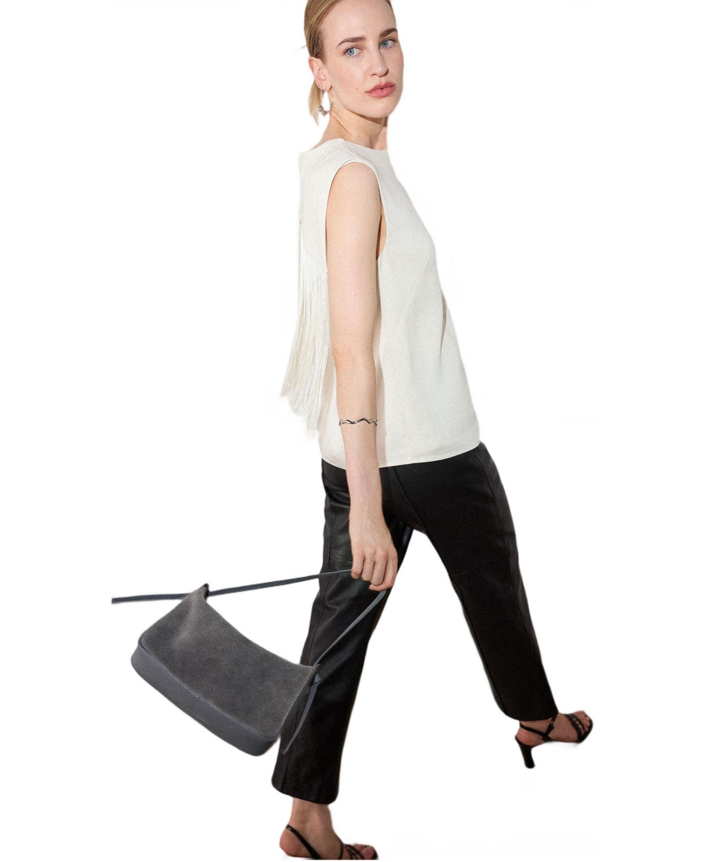 Женская блузка Whistles Cascading Back Fringe Round Neck, цвет: Слоновая кость — фото 2