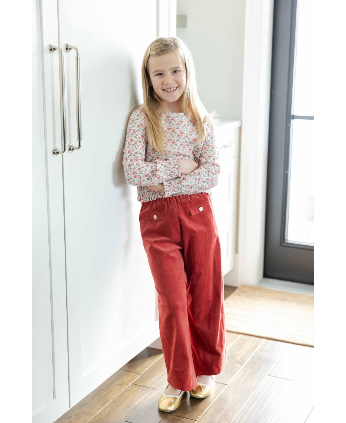 Florence Eiseman Girls (7-14) Floral Top with Rouching