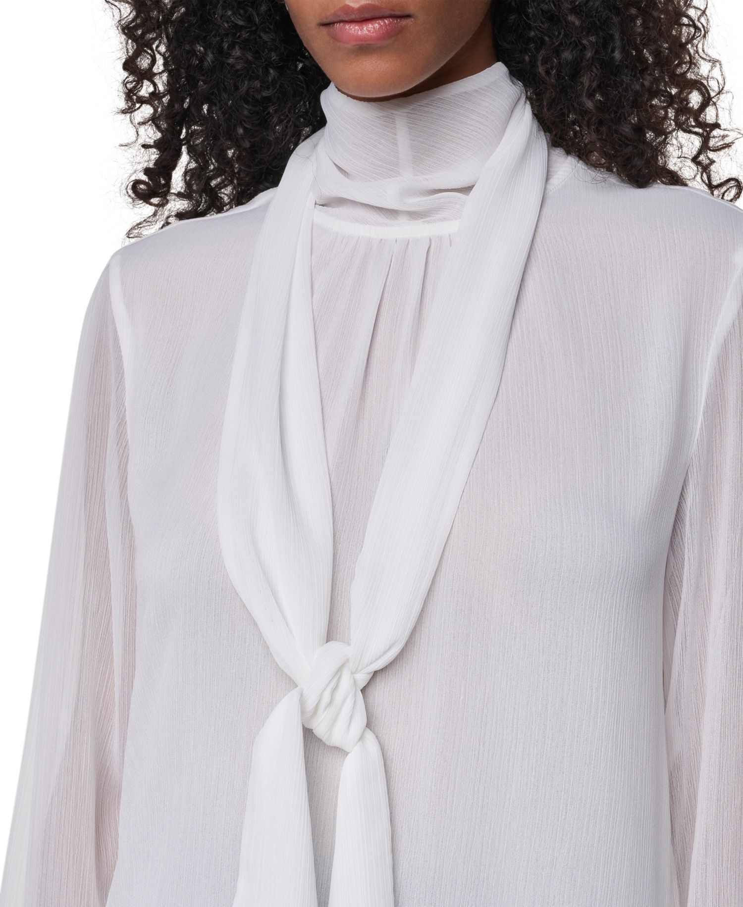Women's Mock Neck Woven Fitted Long-Sleeve Blouse