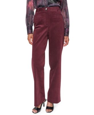 Women's Stretch High-Waisted Straight-Leg Corduroy Pants