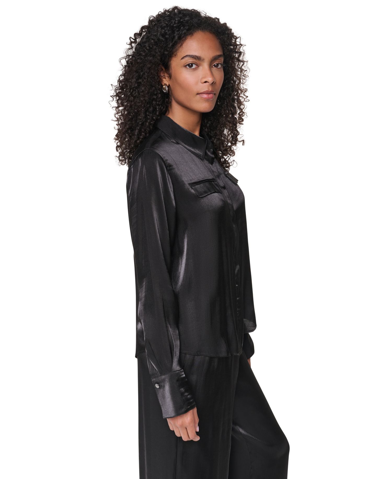 Women's East River Shine Long-Sleeve Satin Fitted Blouse