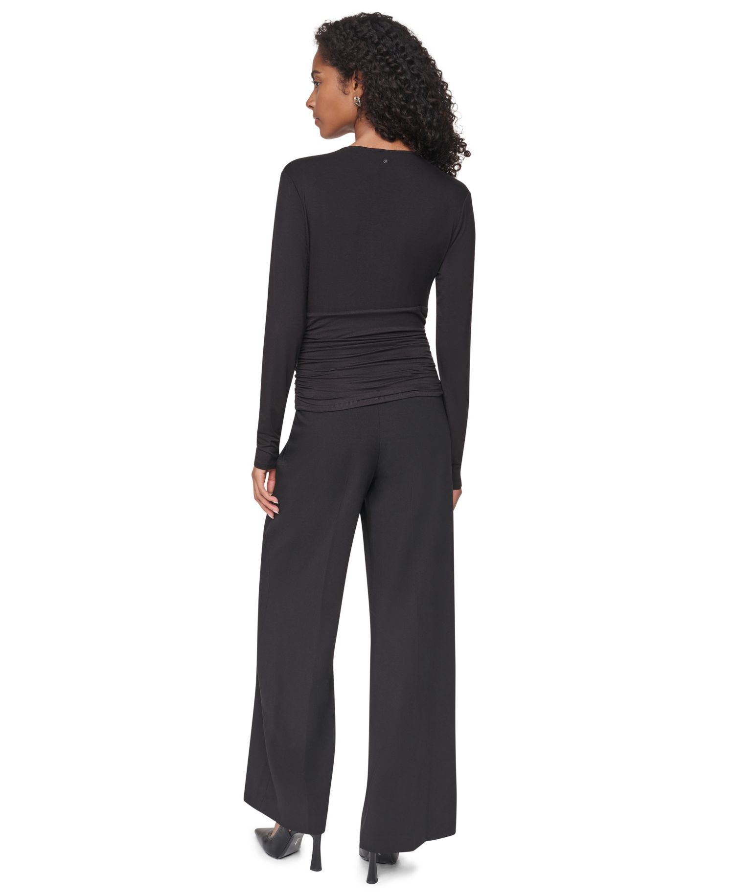 Women's V-Neck Ruched Knit Blouse
