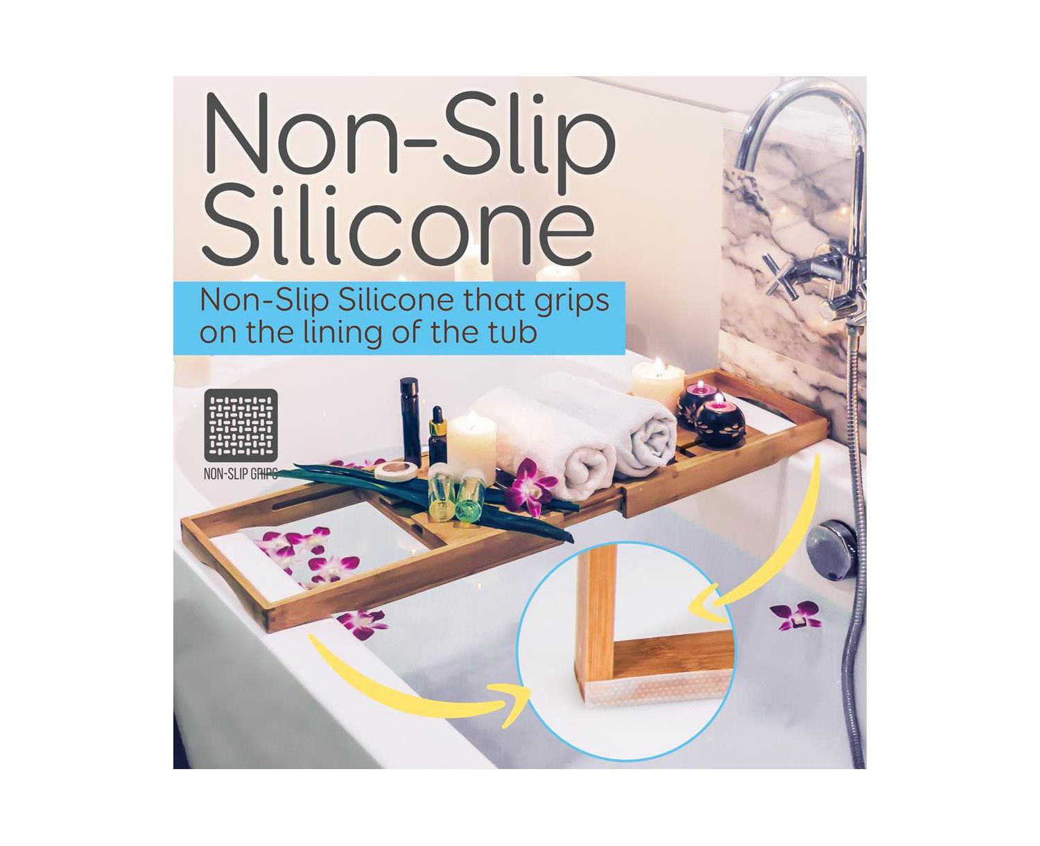 Toddler Luxury Bamboo Bathtub Caddy Tray, Adjustable Bath Organizer With Wine Holder and Phone Slot