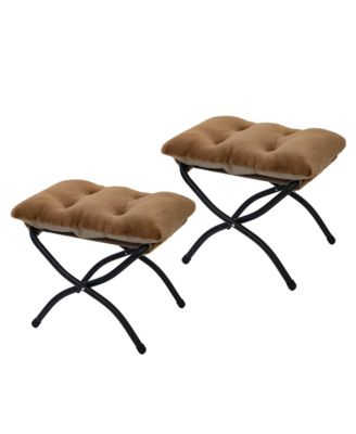 Folding Ottoman Footrest Stool Padded Collapsible Accent