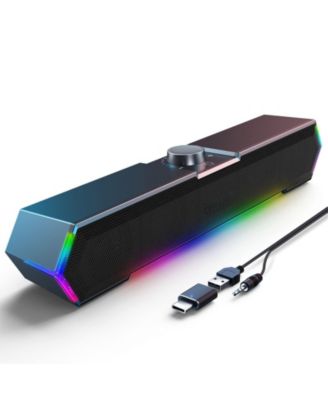 Touch Control Dynamic-Lights Compact Desktop Computer Speakers for PC/Mac
