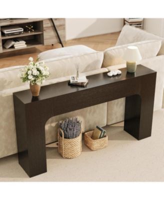 63-Inch Console Table, Narrow Entryway Sofa Table, Black Wood Grain, Farmhouse Entry Table for Hallway, Foyer and Living Room