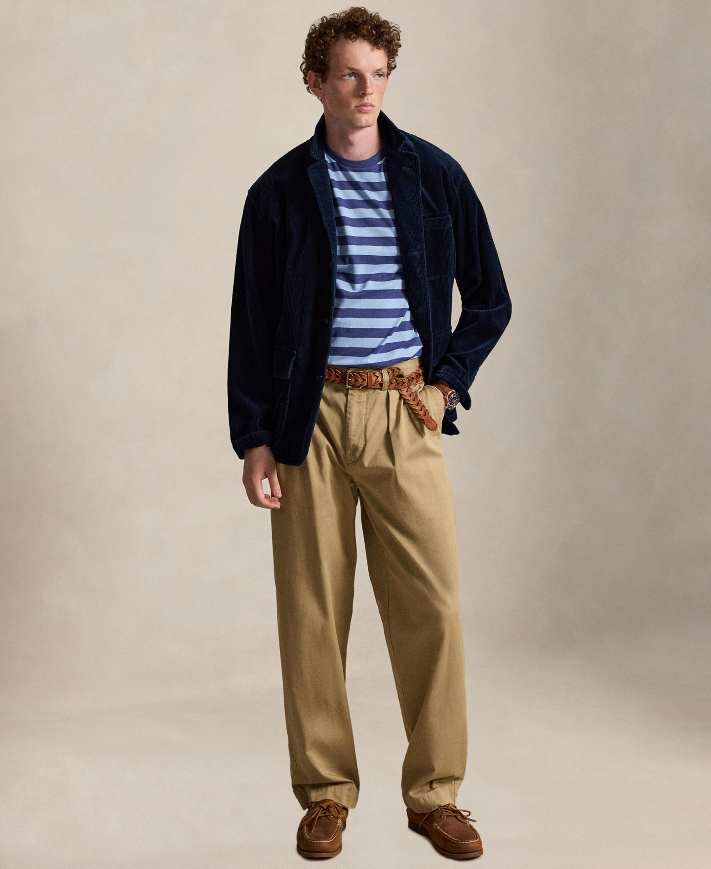 Мужская футболка Polo Ralph Lauren Classic-Fit Stripe, цвет: Шамбре синий / Тёмно-синий — фото 2