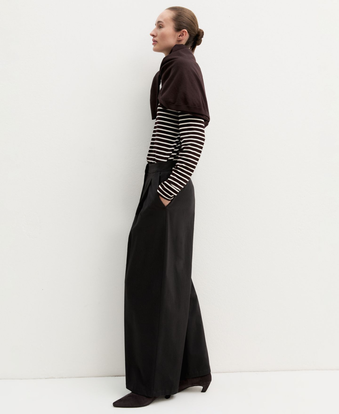 Женские брюки Emme Marella Emmcantico Wide-Leg High-Waisted, цвет: Графитовый — фото 6