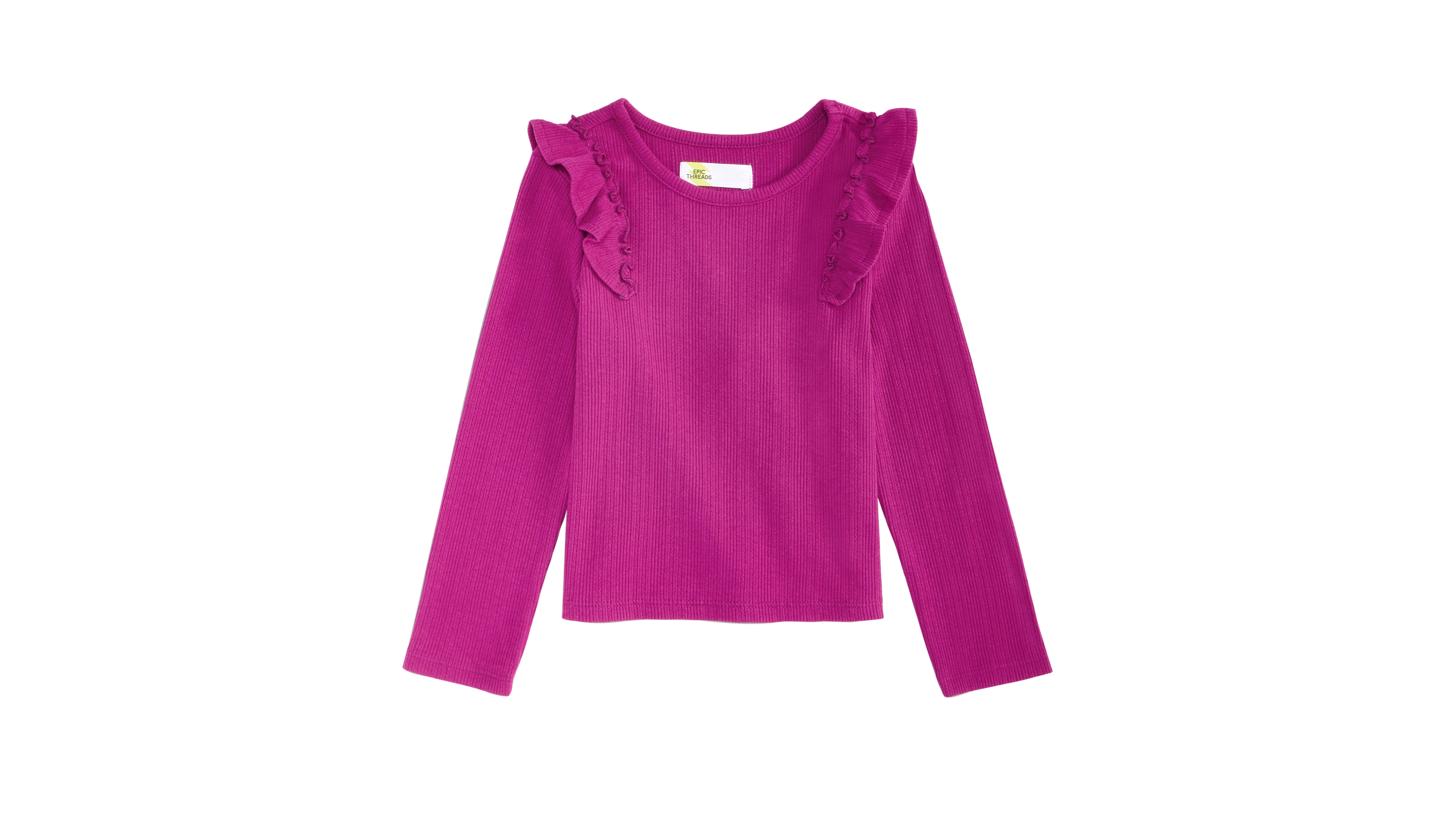 Epic Threads Toddler Girls' 12M-5T Long-Sleeve Ribbed Ruffled Top, Macy's Exclusive