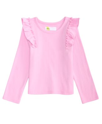 Toddler Girls' 12M-5T Long-Sleeve Ribbed Ruffled Top