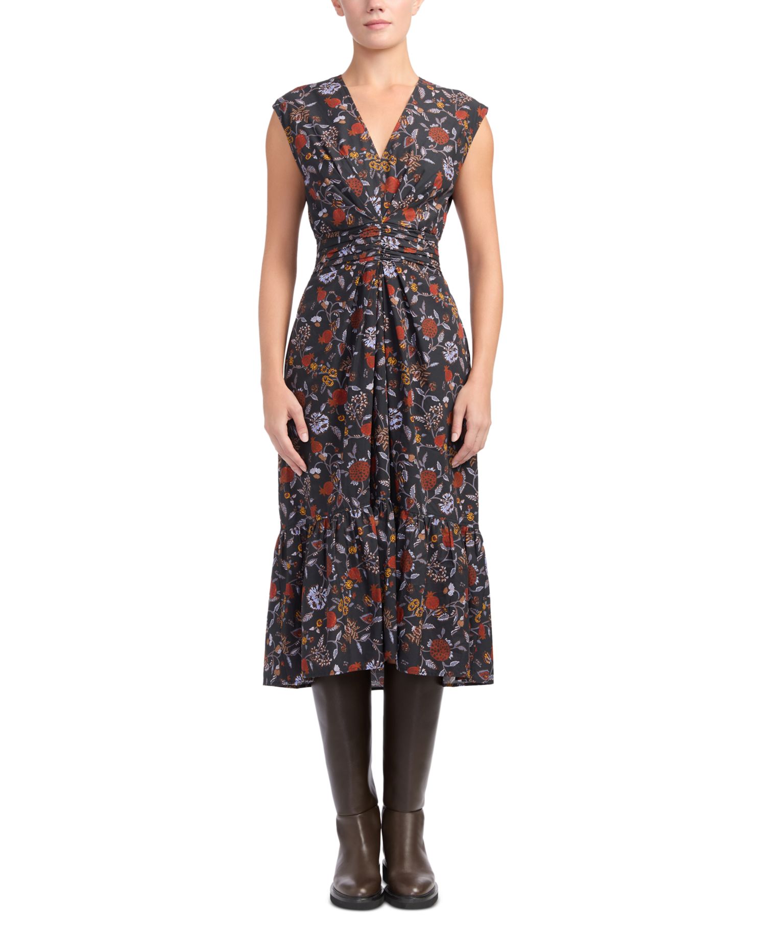 Women's Eloria Floral A-Line V-Neck Midi Dress