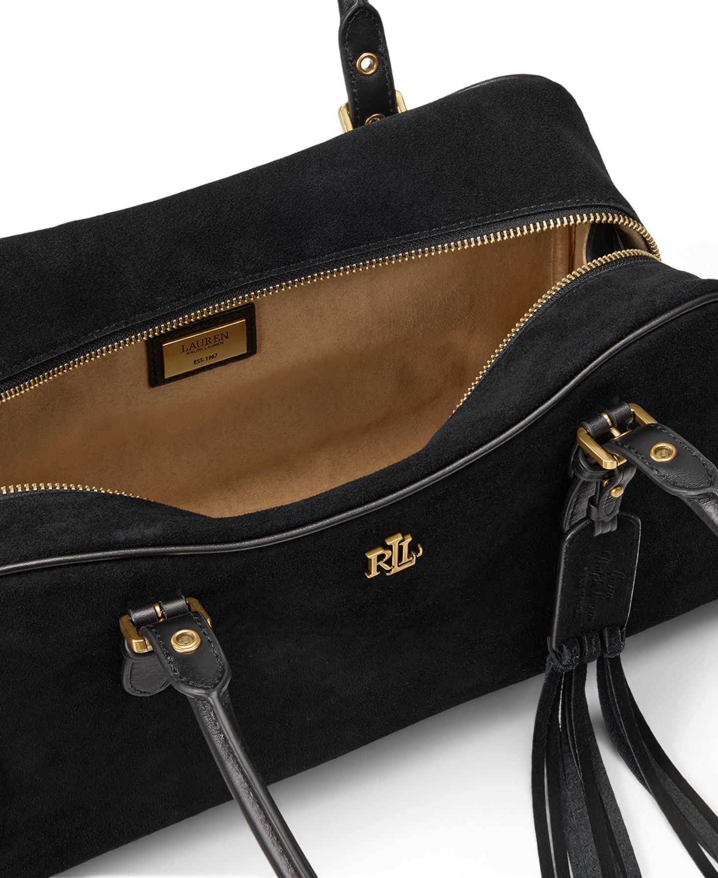 Женская сумка Lauren Ralph Lauren Marcy Suede Large Satchel, цвет: Чёрный — фото 5