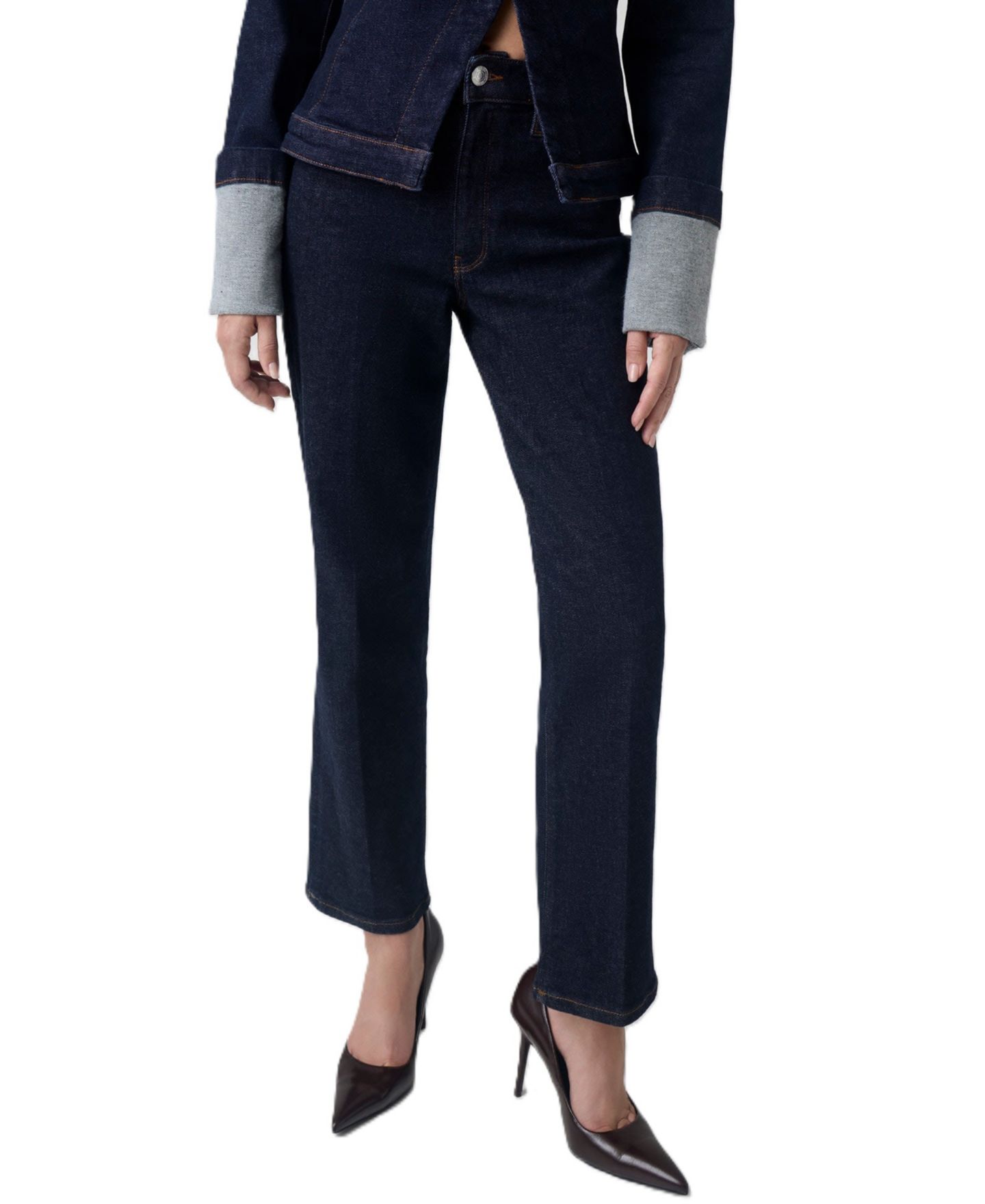 Женские прямые эластичные джинсы Guess Victoire с высокой посадкой, цвет: Варёный — фото 4