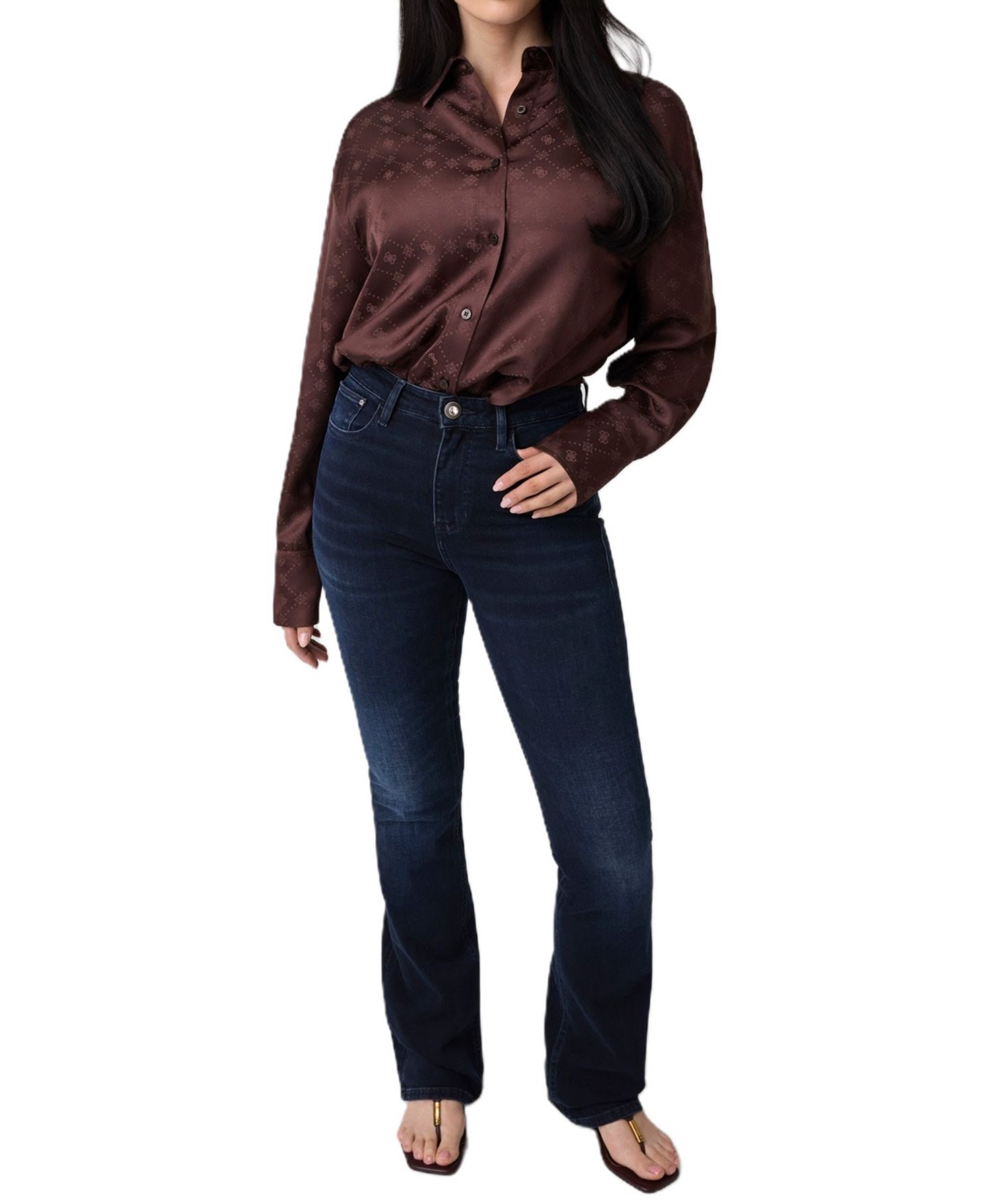 Женские джинсы GUESS Sexy Flare High-Waisted, цвет: Угольный синий — фото 2