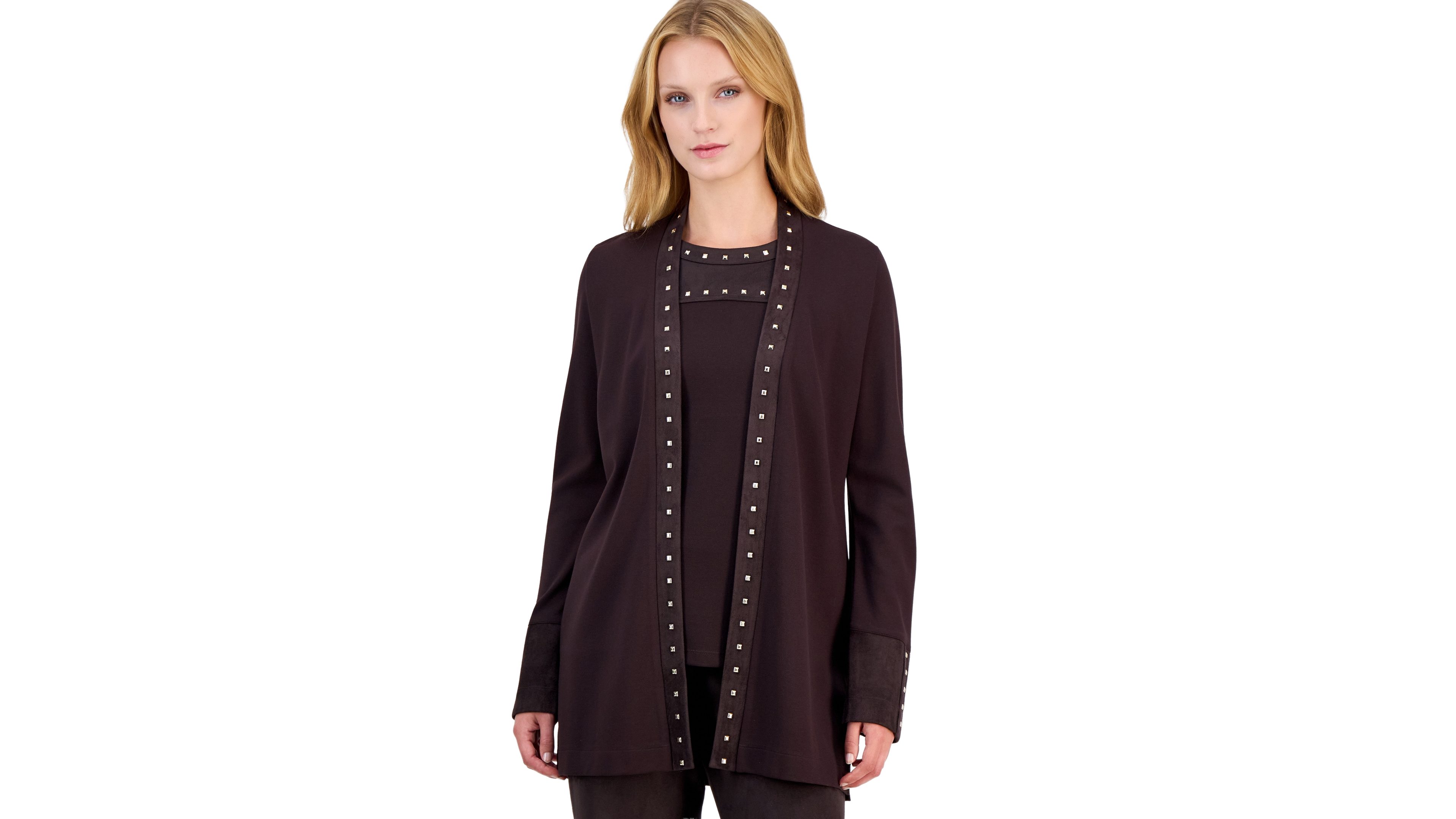 Anne Klein Women's Open-Front Long-Sleeve Cardigan