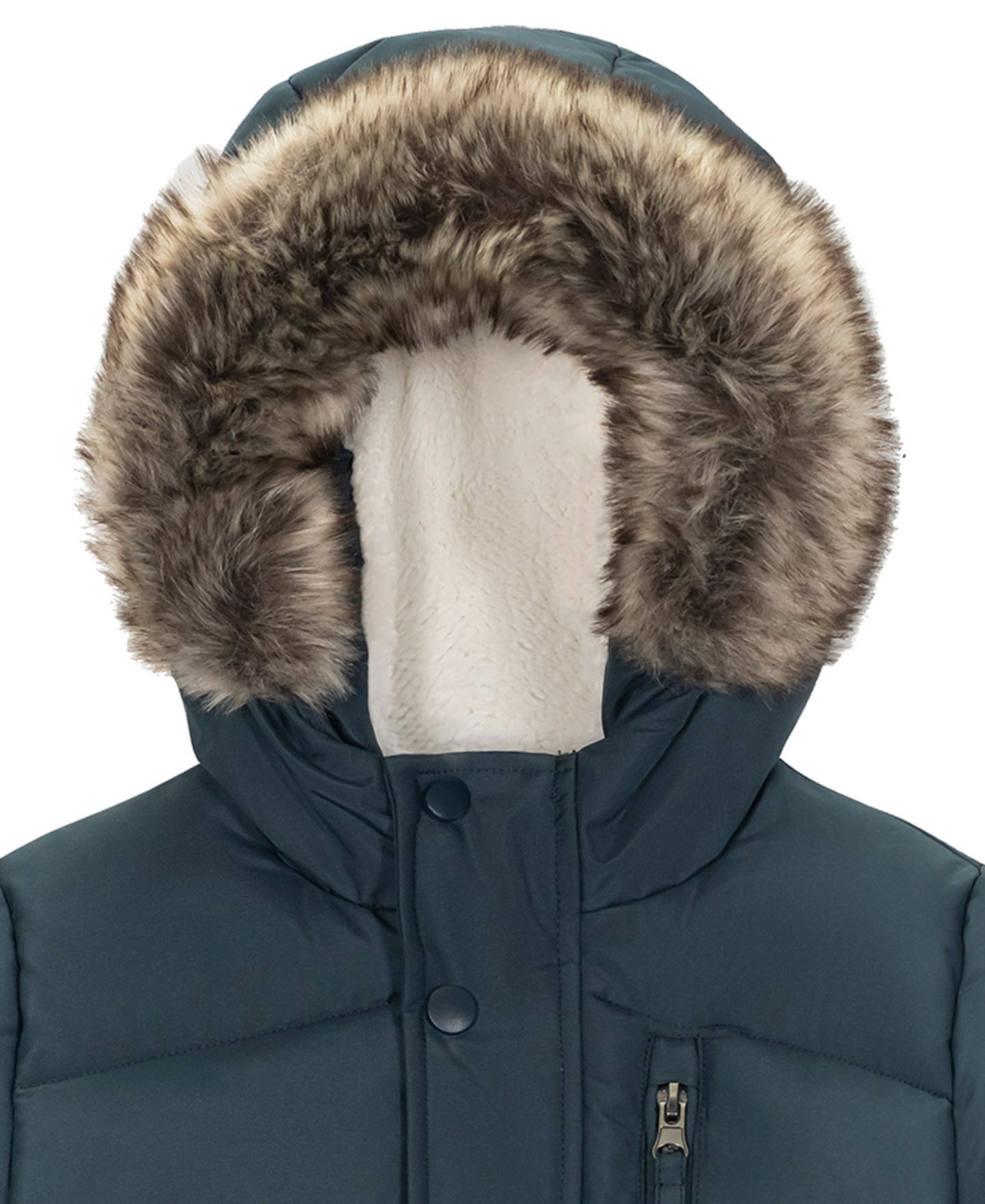 Куртка S Rothschild & CO Hooded Faux Fur Trim Sherpa-Lined Parka для мальчиков-малышей, цвет: Бирюзовый — фото 3