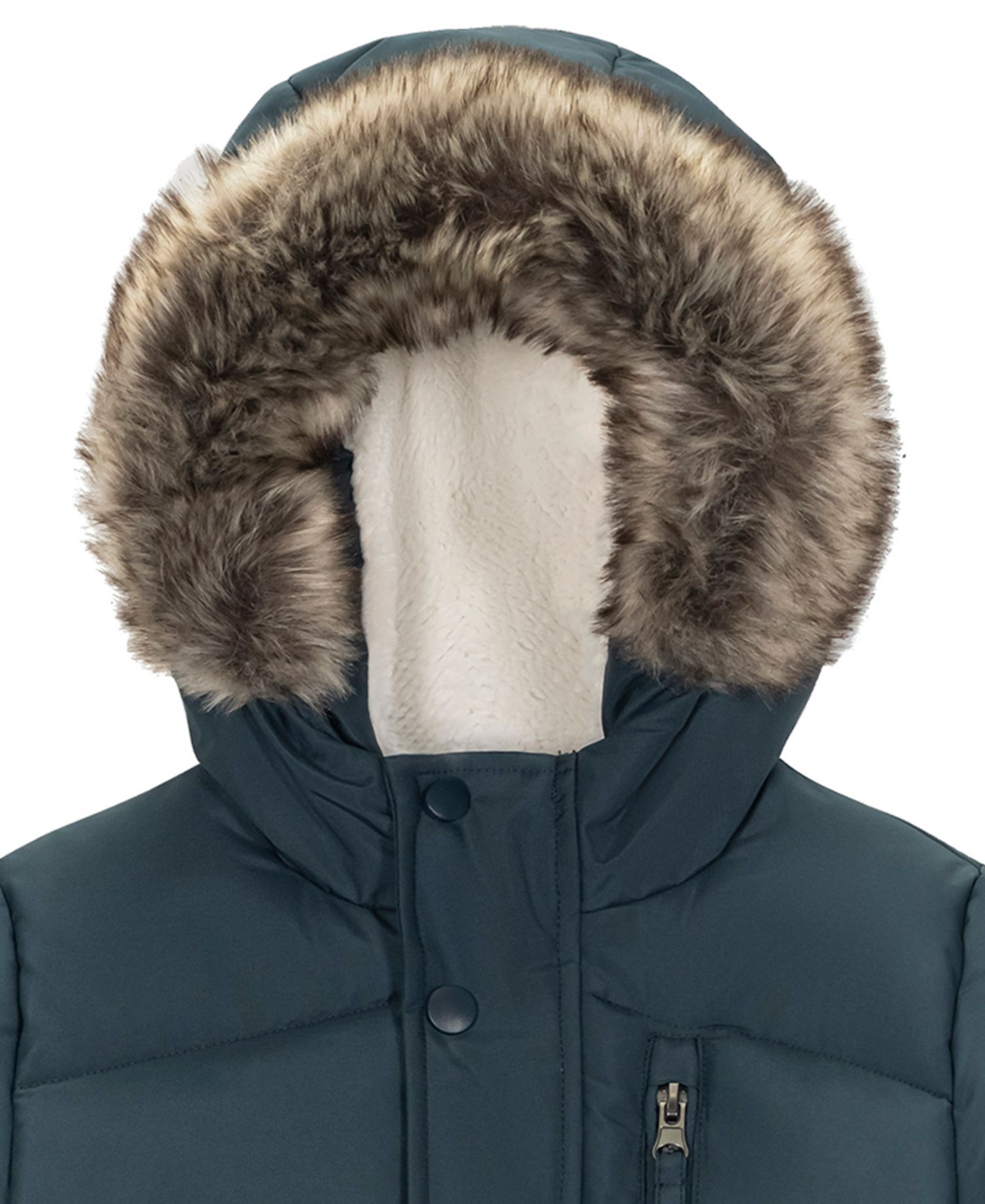 Baby Boys' Hooded Faux Fur Trim Sherpa-Lined Parka