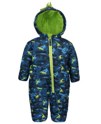 Baby Boys' Dinosaur-Print 3D-Hood Snowsuit