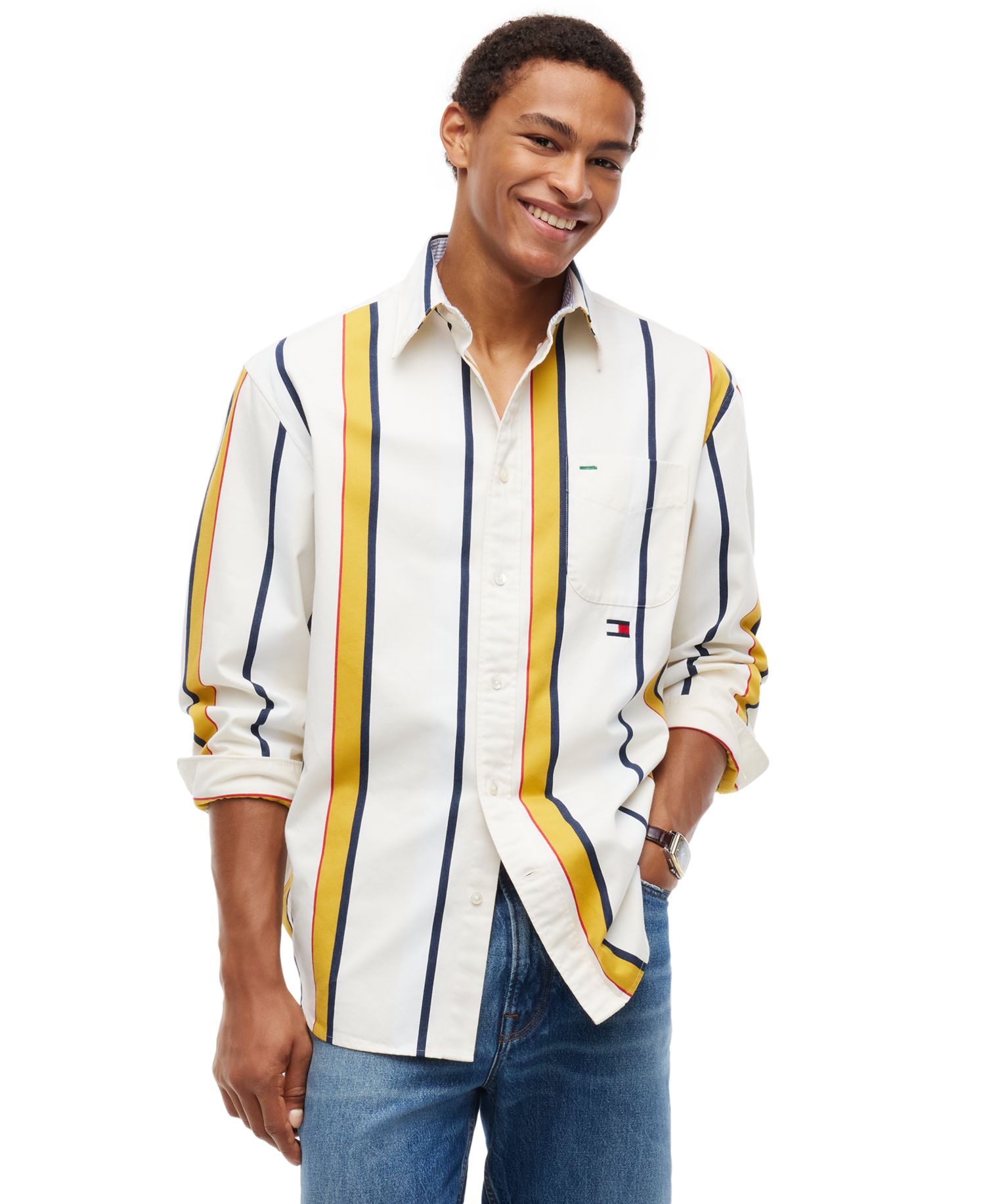 Men's American Icons Oxford Heritage Long-Sleeve Striped Cotton Shirt