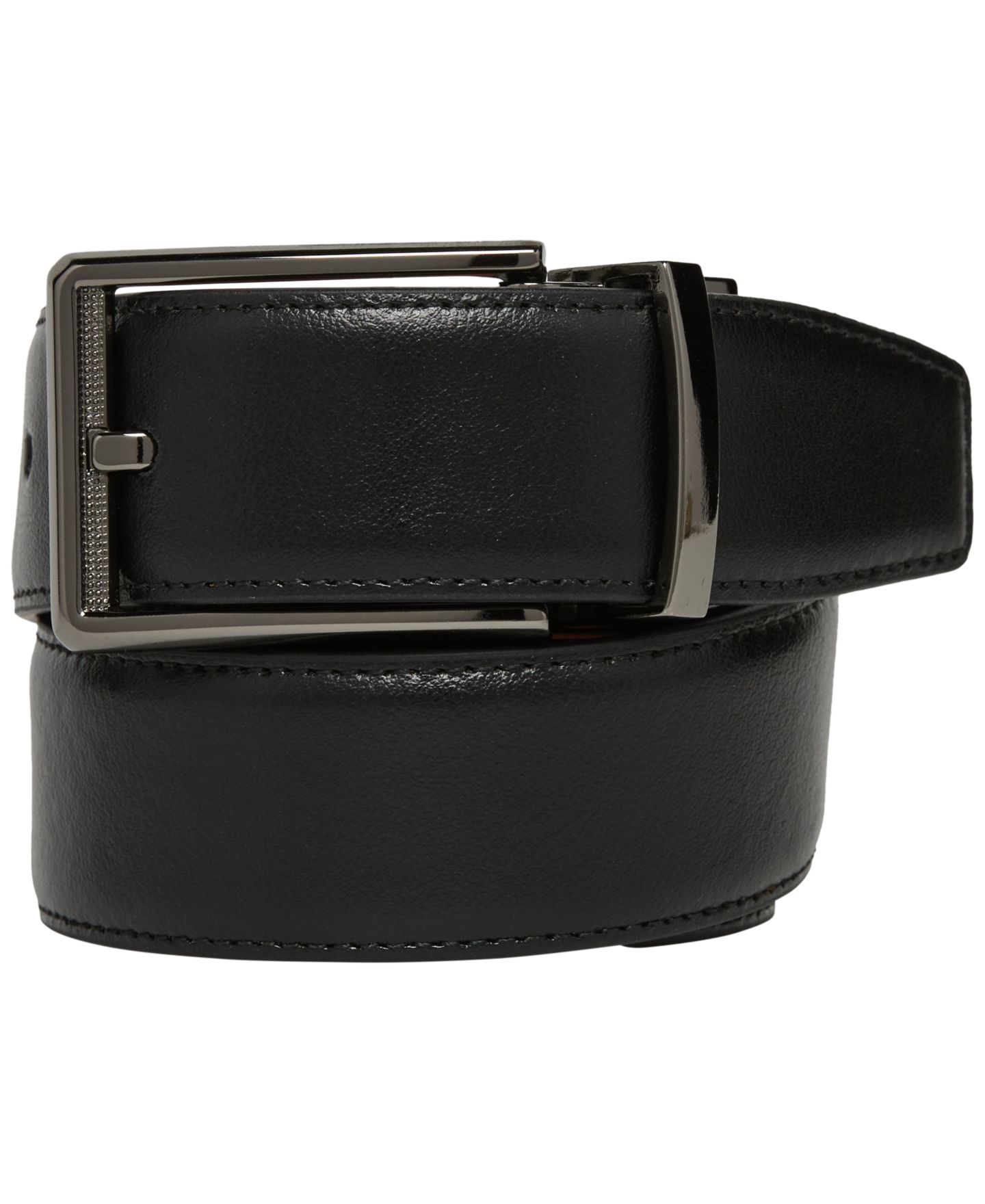 Мужской ремень Perry Ellis Portfolio Reversible Leather Nose Texture, цвет: Чёрный / Коричневый — фото 1