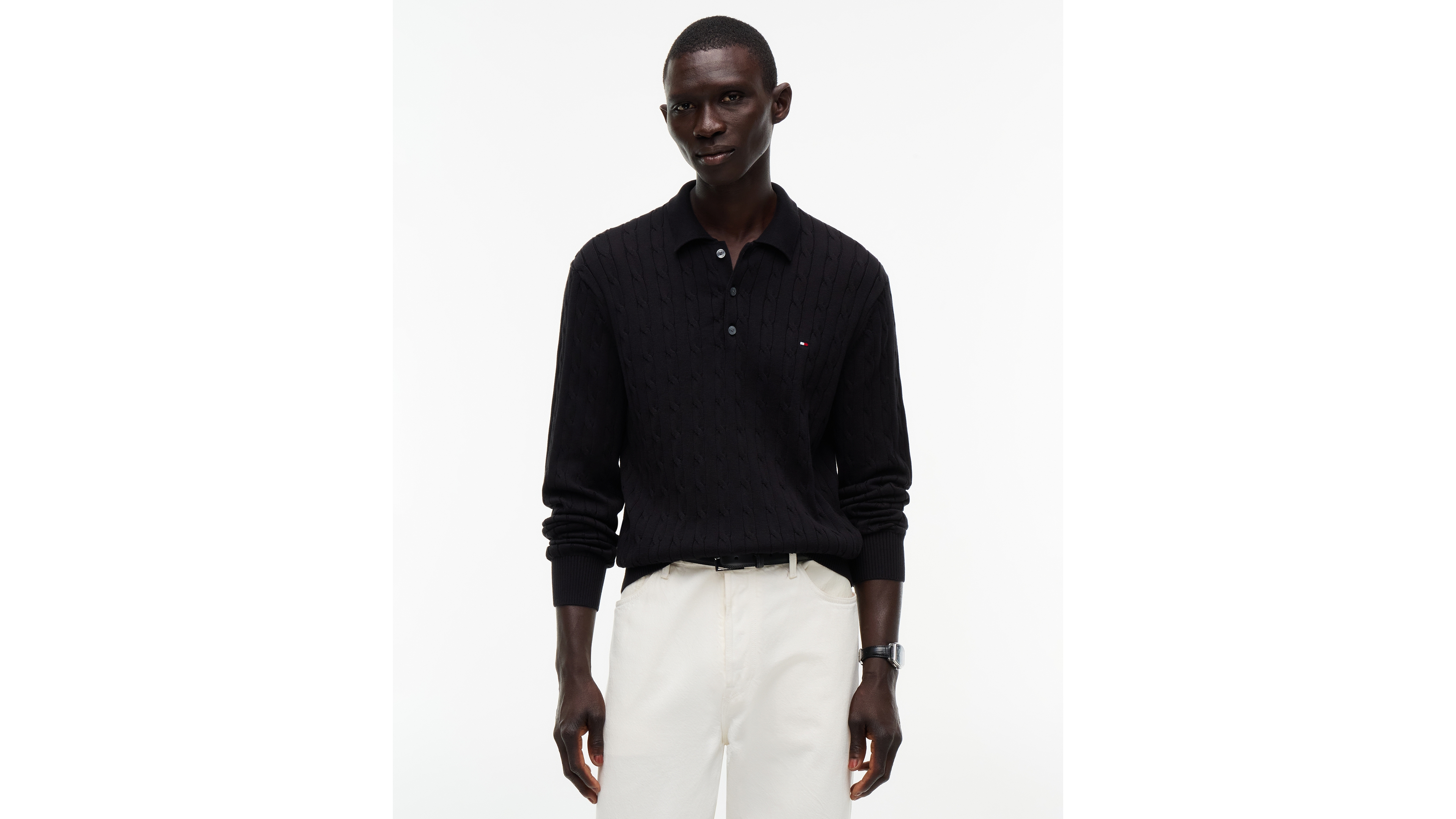 Tommy Hilfiger Men's Classic Cable-Knit Regular-Fit Polo Shirt