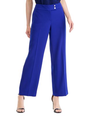 Petite Wide Leg Mid Rise Stretch Pants