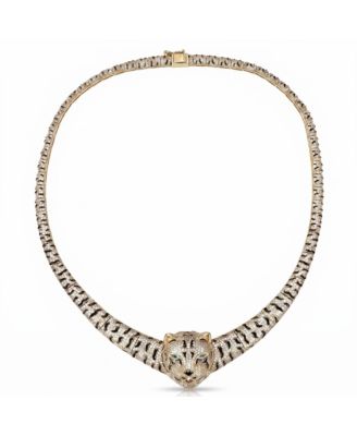 Glamorous 14K Gold Plated Leopard Statement Necklace