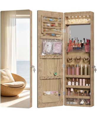 42.5"H Jewelry Armoire, Wall-Mounted and Door-Hanging Jewelry Cabinet