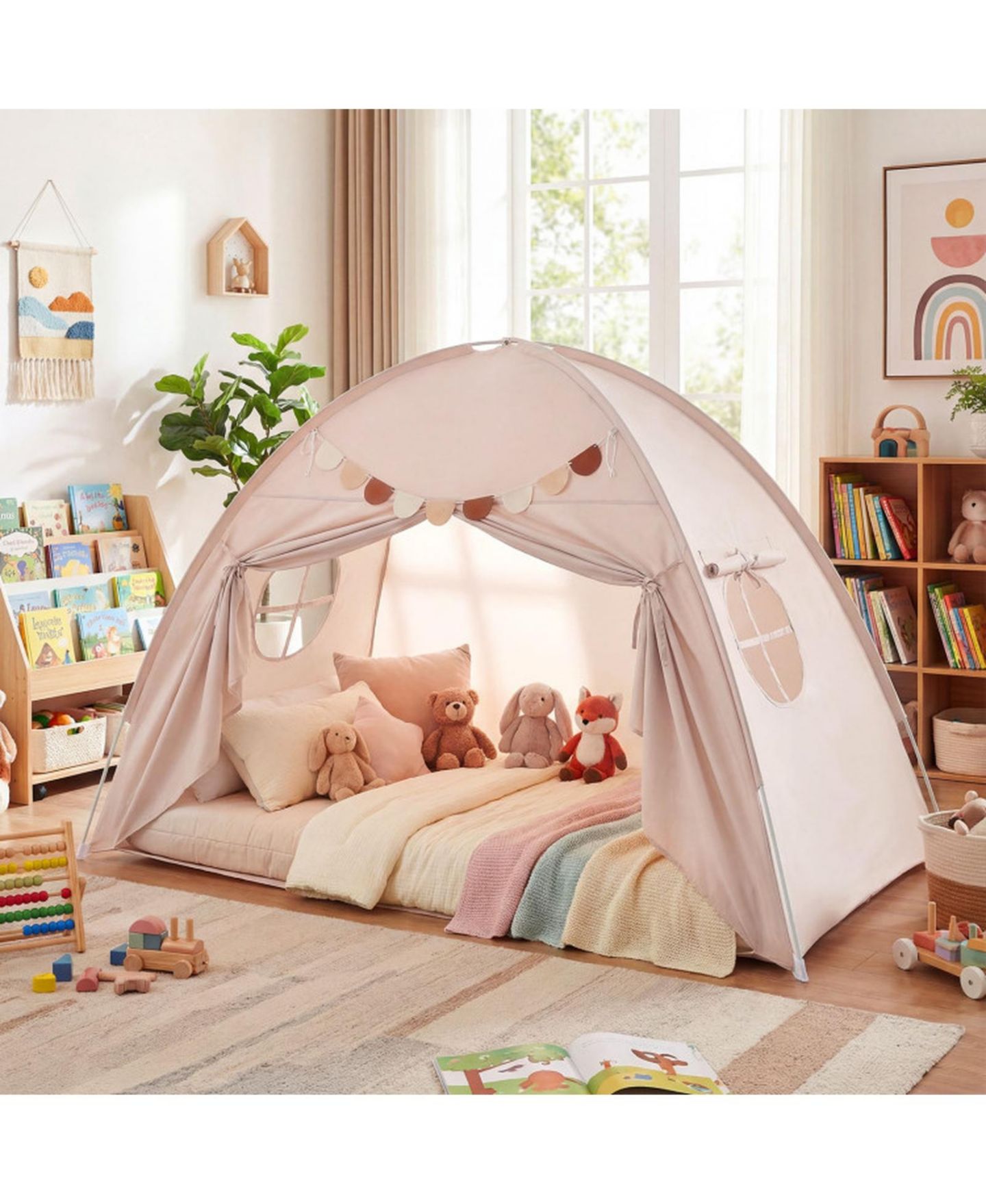 Детская игрушка SUGIFT Twin-Fit Machine-Washable Canopy Bed Tent, Ages 3+, цвет: Натуральный — фото 2