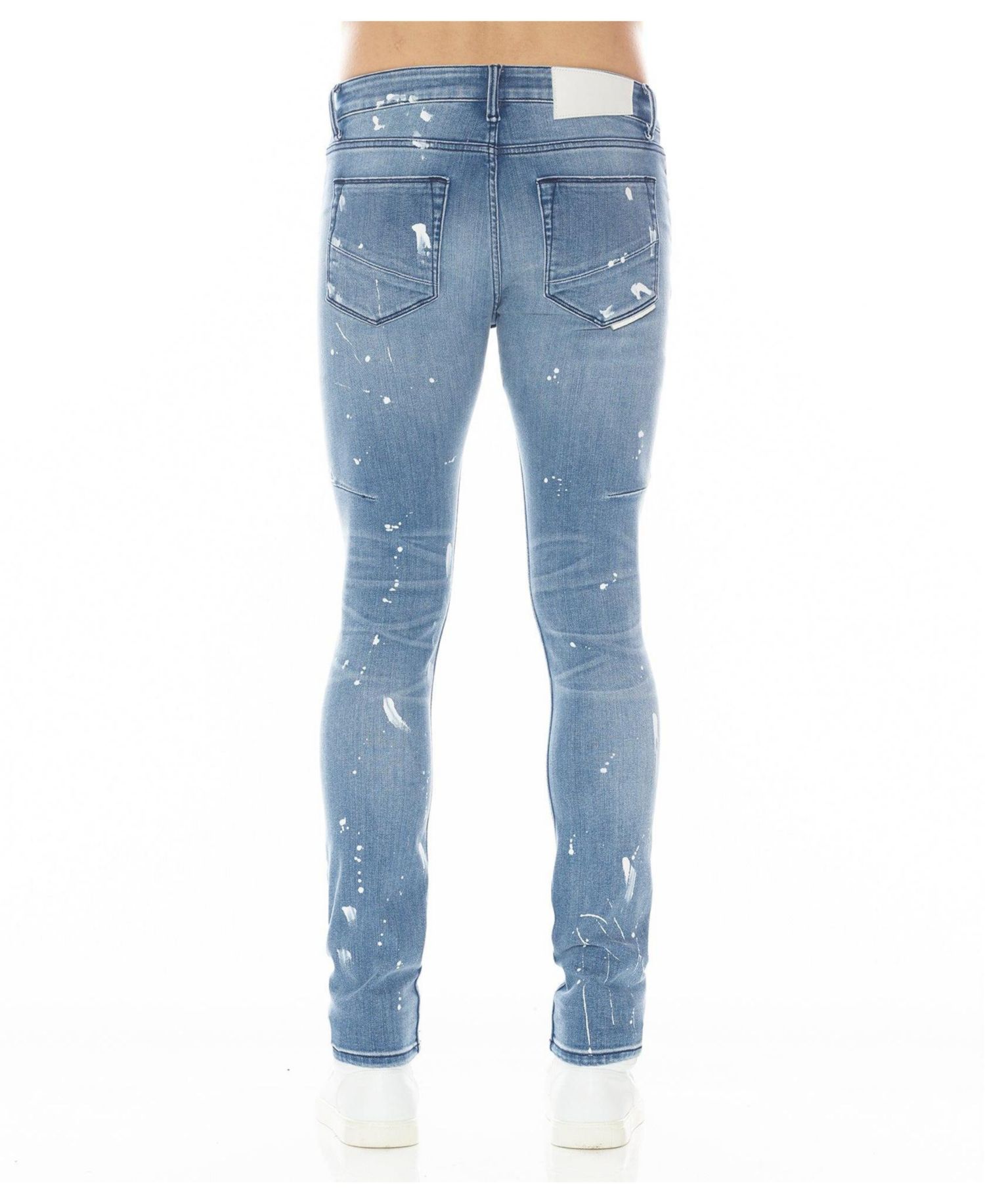 Men's Strat Ripped and Paint-Splatter Super-Skinny Jeans