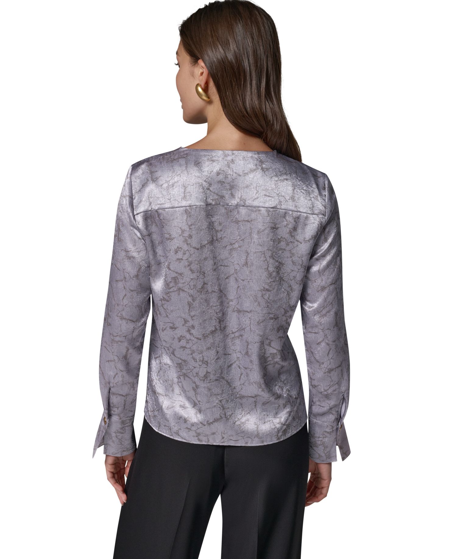 Women's Faux-Wrap V-Neck Long-Sleeve Blouse