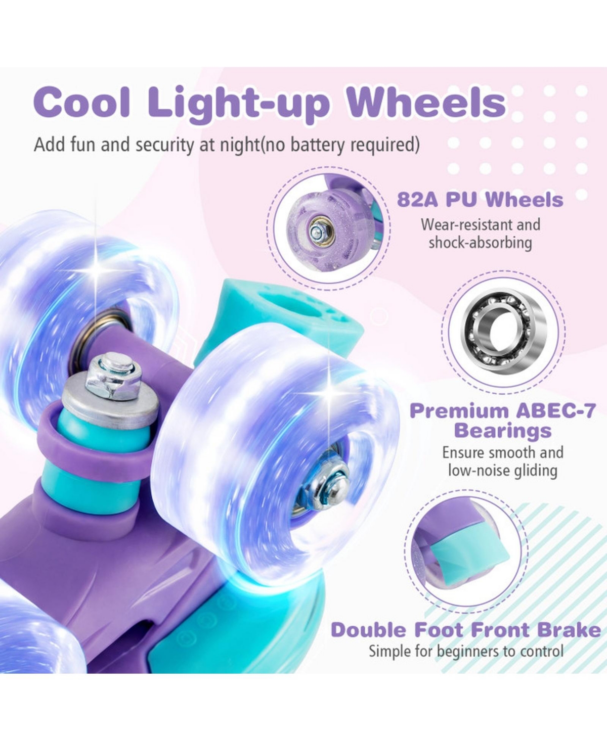 Sugift Adjustable Kids Roller Skates Graffiti Pattern with Motion Glow Wheels, Ages 5-7