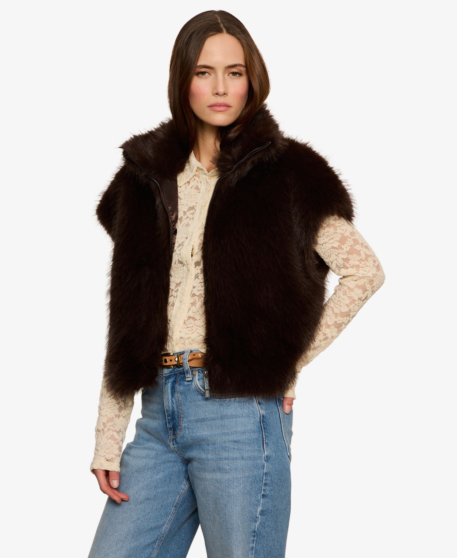 Petite Faux-Fur Lined Relaxed-Fit Vest