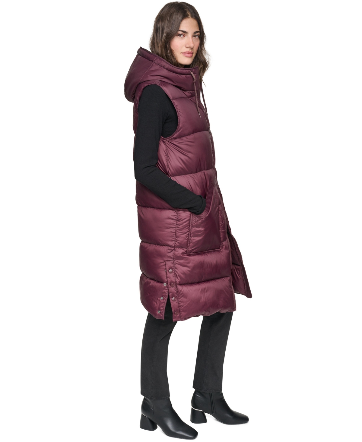 Andrew Marc Women's Kerr Water-Resistant Puffer Vest with Detachable Hood