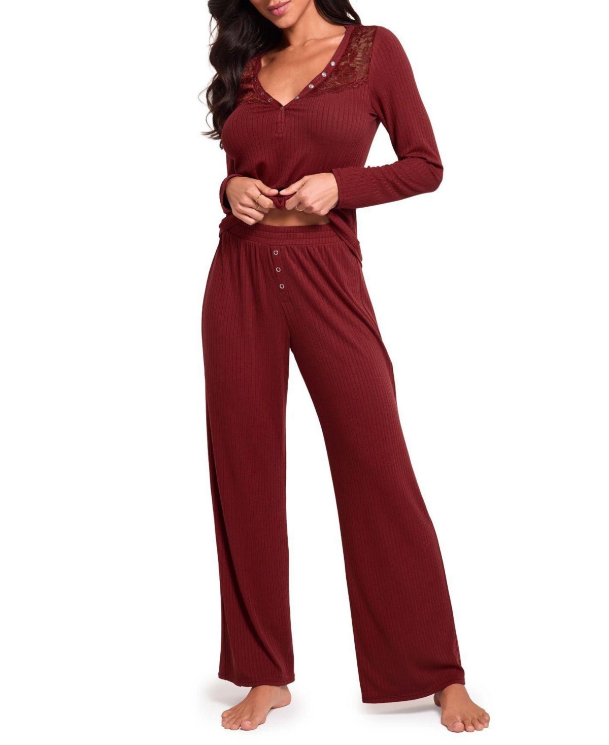 Adore Me Women's Zahra Pajama Lounge Set - Dark red