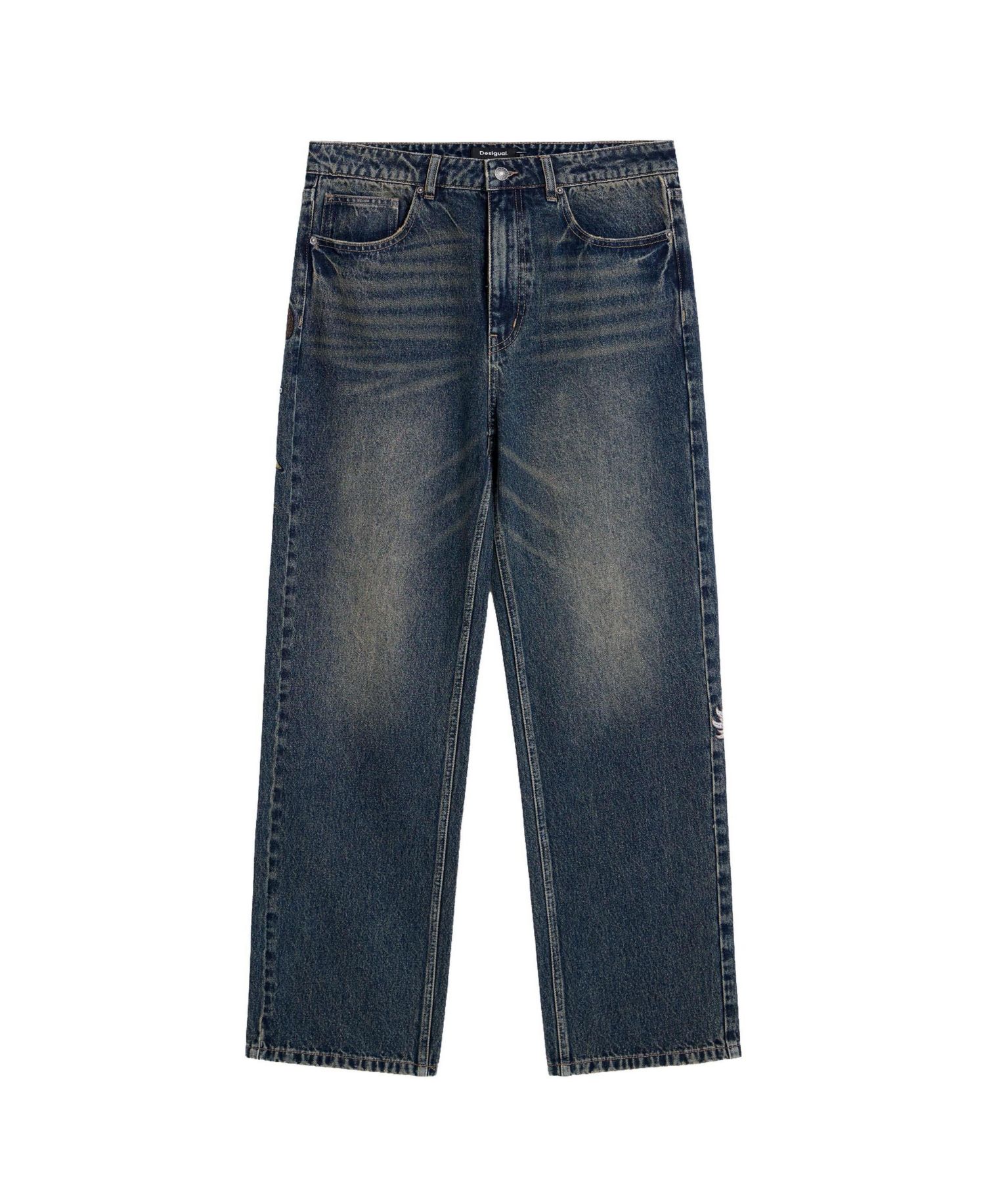 Men's Straight-Leg Embroidered Denim Jeans