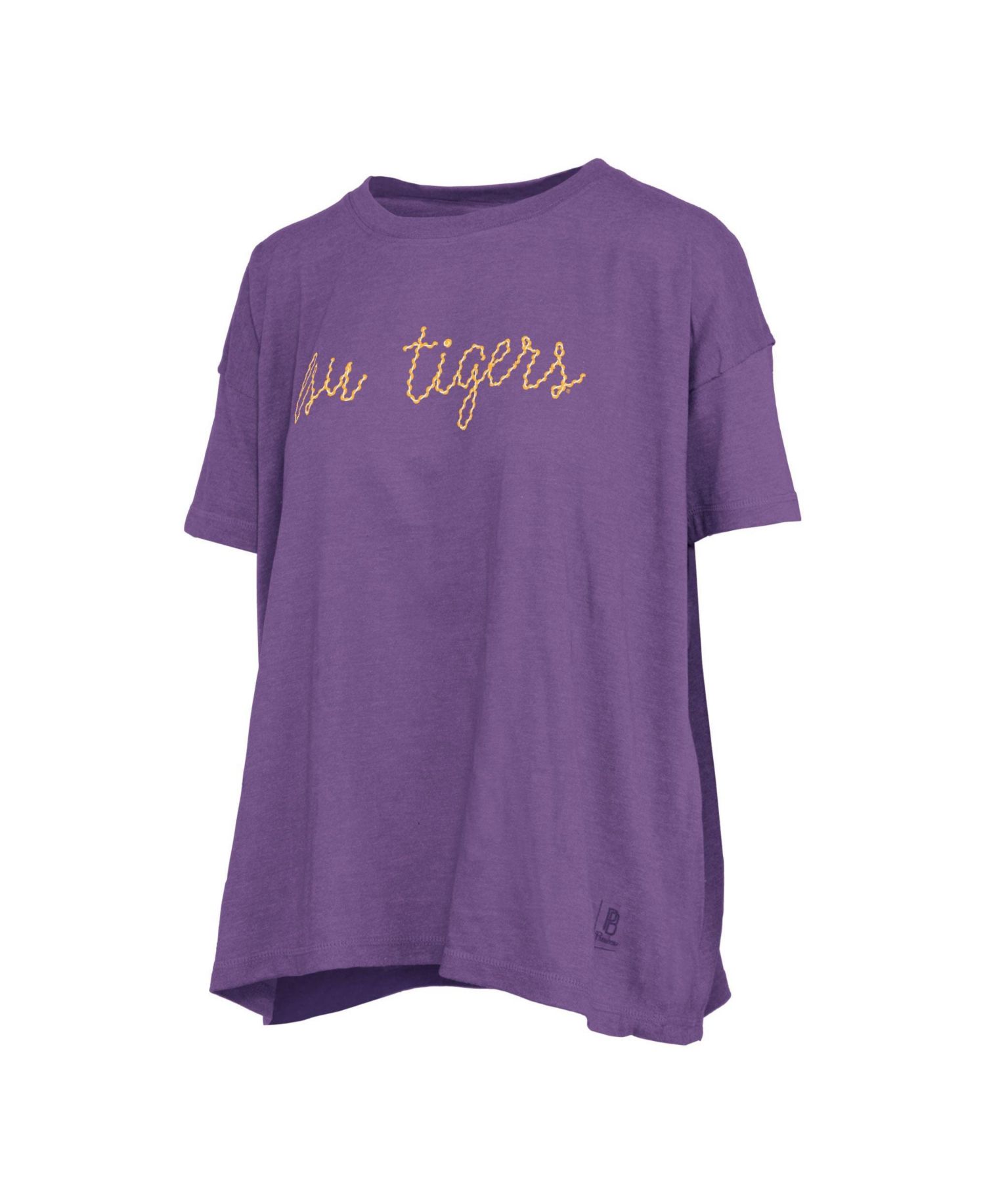 Women's LSU Tigers Swirl Script Twisted Oversized T-Shirt